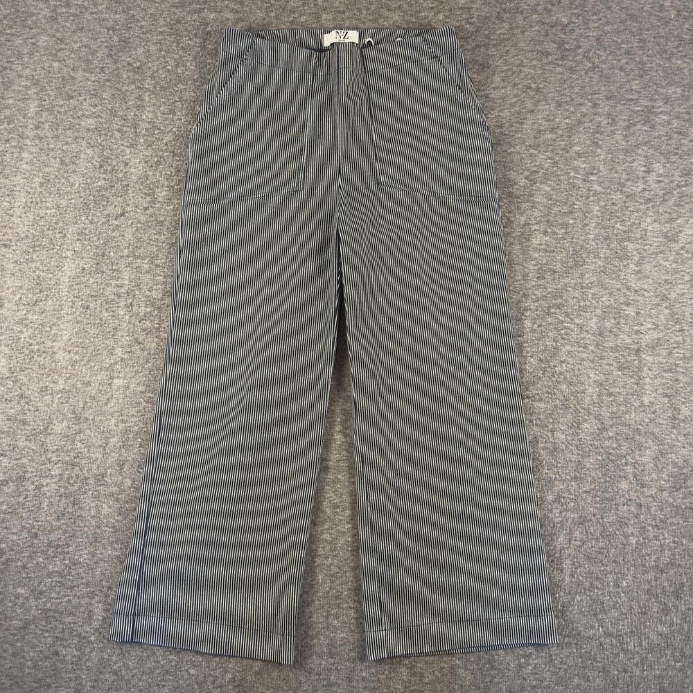 Nic+Zoe Jeans Womens 27 Blue Mid Rise Wide Leg Striped Cropped Denim TLC Pants